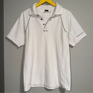 Oakley white polo shirt Y2K white silver embroidered medium
